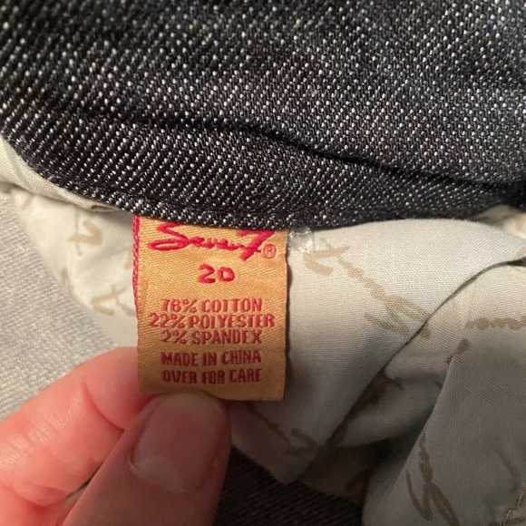 Seven7 Jeans Women Size 20 Dark Denim Flared Embroidered Pocket Cotton Blend - Picture 2 of 16